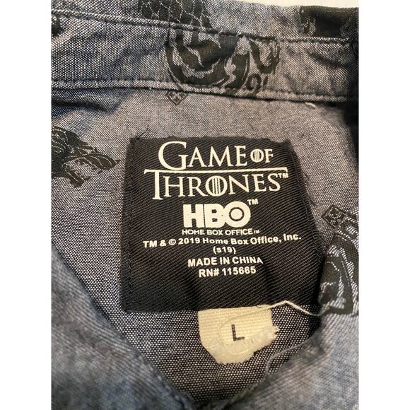 Game of Thrones Button Up Gray House of the Dragon Stark Targaryen Mens Large - Picture 6 of 14